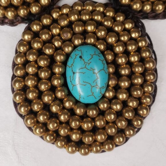 turquoise bead statement necklace - Picture 2 of 5